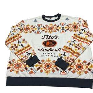 Tito’s Vodka Ugly Sweatshirt! Rare! Size XXL. White with orange quilt lime cockt